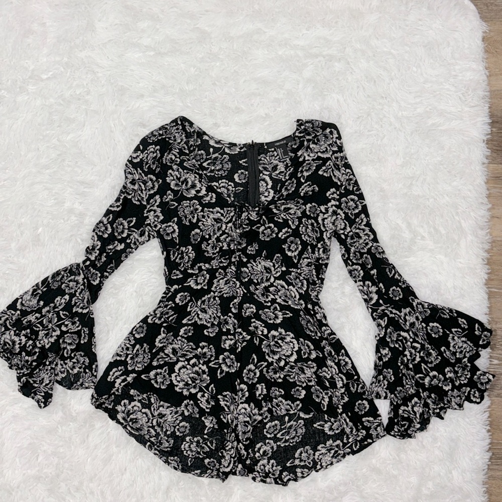 Black and white floral romper from Forever 21